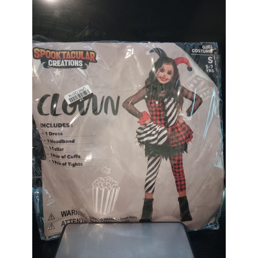 Spooktacular Creations Girls Evil Clown Costume Small 5-7 Halloween New